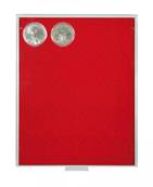 Box rouge monnaies sous capsules 48 mm avec alvoles ronds LINDNER 2520
