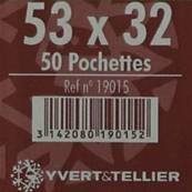 50 pochettes 53 mm x 32 mm double soudure fond noir Yvert 19015