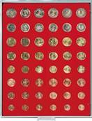 Box rouge pour 6 series de 8 pieces euros avec alvoles ronds LINDNER 2506