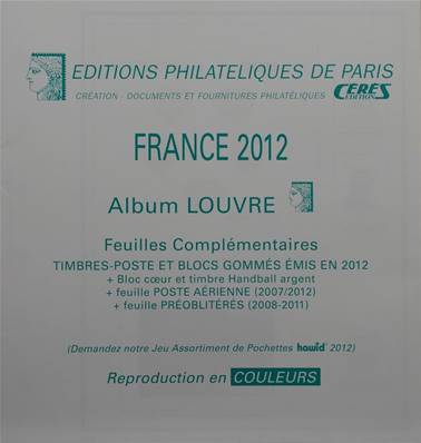 Feuilles France 2012 Album Louvre et Standard Edition Ceres FF12