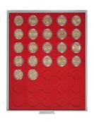 Box rouge pour pieces 2 euros sous capsules avec alvéoles ronds LINDNER 2530