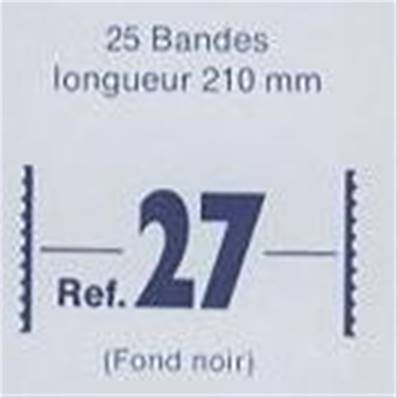 25 bandes ID double soudure fond noir 210 x 27 mm ID1027