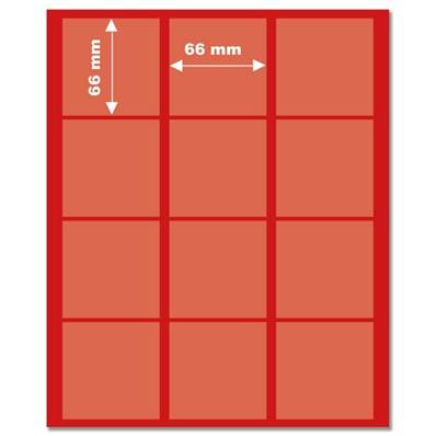medaillier 12 cases carrés 66 mm rouge Yvert et Tellier 20216