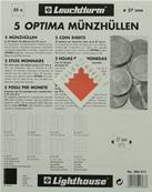 5 Feuilles monnaies Optima 27 à 35 cases de 27mm M35 Leuchtturm 306013