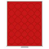 Box rouge 30 cases pour monnaies 33mm sous capsules LINDNER 2226