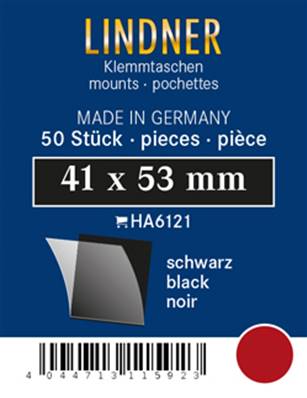 50 pochettes Lindner simple soudure fond noir 41 x 53 mm HA6121