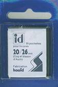 50 pochettes ID double soudure fond noir 20 x 26 mm ID1012
