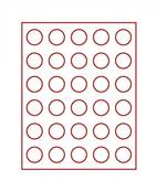 Box rouge pour 30 medailles souvenirs avec alvéoles ronds 34mm LINDNER 2150