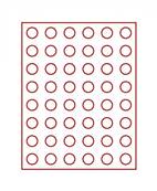 Box rouge pour 48 pieces de 50 cent euro avec alvéole rond 24.25mm LINDNER 2549