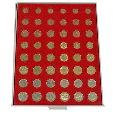 medaillier 48 cases rondes séries euros rouge Yvert et Tellier 21206