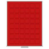 Box rouge pour 48 monnaies alvéoles carrés 28 mm LINDNER 2149