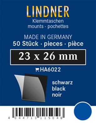 50 pochettes Lindner simple soudure fond noir 23 x 26 mm HA6022