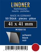 50 pochettes Lindner simple soudure fond noir 41 x 41 mm HA6116