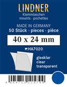 50 pochettes Lindner simple soudure fond transparent 40 x 24 mm HA7020