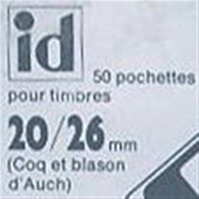 50 pochettes ID double soudure fond noir 20 x 26 mm ID1012