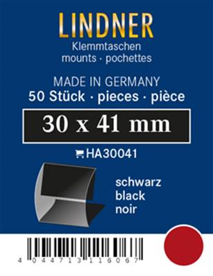 50 pochettes Lindner double soudure fond noir 30 x 41 mm HA30041
