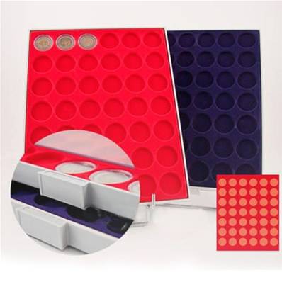 medaillier à fond rouge 42 pieces 2 euros sous capsules Yvert et Tellier 21316