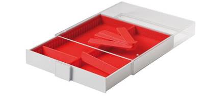 Box hauteur 40 mm 2 compartiments rouge LINDNER 2402