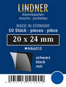50 pochettes Lindner simple soudure fond noir 20 x 24 mm HA6013