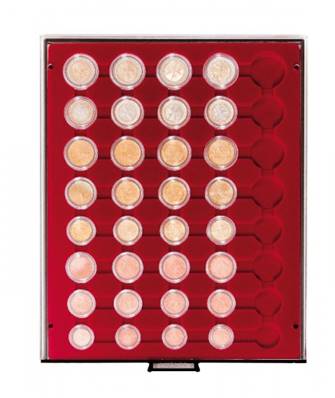 Box bordeau pour 5 series de 8 pieces euros courantes sous capsules LINDNER 2956