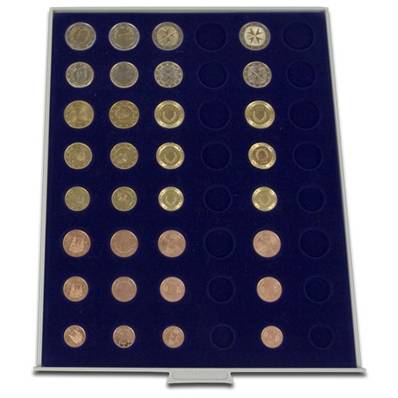 medaillier 48 cases rondes séries euros bleu Yvert et Tellier 21201