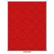 Box rouge monnaies sous capsules 48 mm avec alvéoles ronds LINDNER 2520