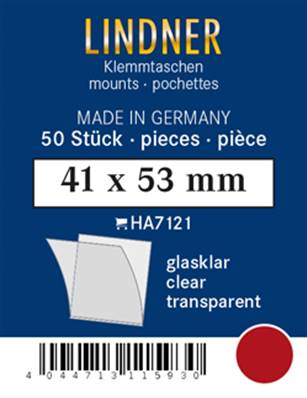 50 pochettes Lindner simple soudure fond transparent 41 x 53 mm HA7121