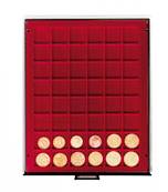 Box bordeaux pour 48 monnaies alveoles carrés 30mm LINDNER 2748