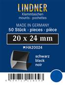 50 pochettes Lindner double soudure fond noir 20 x 24 mm HA20024